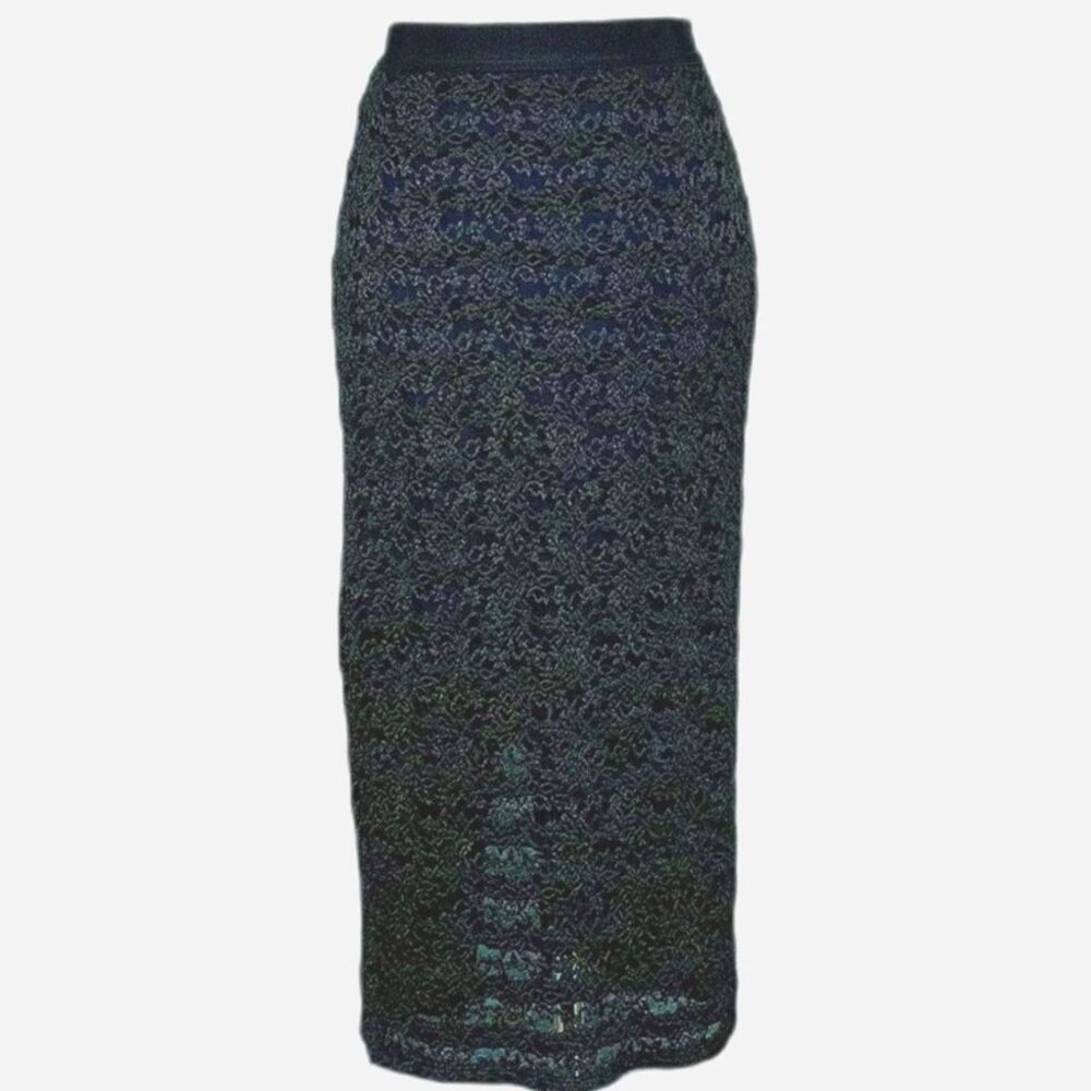 Vintage Y2K Weston Wear Black Lace Maxi Skirt Sheer Mesh Whimsigoth M